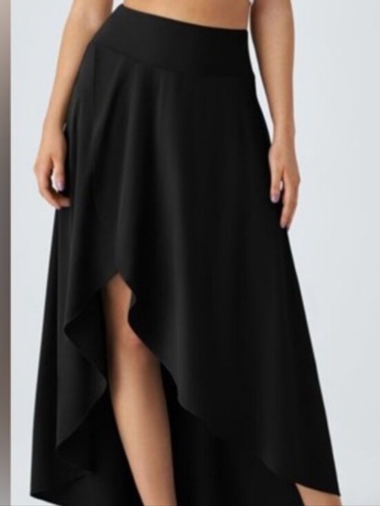 HALARA Dresses & Skirts - HALARA Black High-Low Ruffle Maxi Skirt